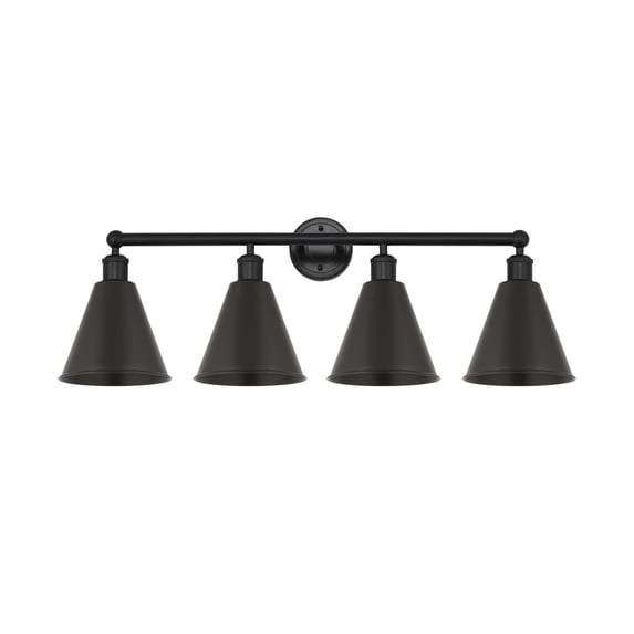 Innovations Lighting 616-4W-BK-MBC-8-BK Ballston Cone 4 Light 35" Wide Vanity Light -