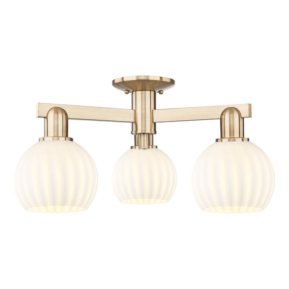 Innovations Lighting 716-3F-CB-G1217-6WV White Venetian 3 Light 24" Wide Semi-Flush