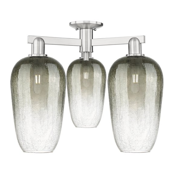 Innovations Lighting 716-3F-SN-G484-7SL Brookhaven Flute 3 Light 25" Wide Semi-Flush