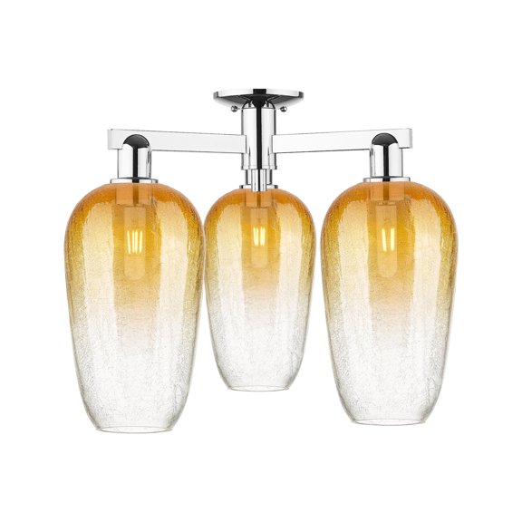Innovations Lighting 716-3F-PC-G484-7AM Brookhaven Flute 3 Light 25" Wide Semi-Flush