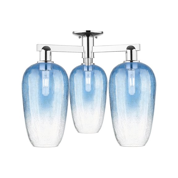 Innovations Lighting 716-3F-PC-G484-7SB Brookhaven Flute 3 Light 25" Wide Semi-Flush