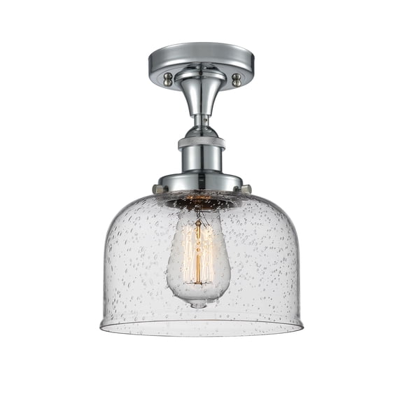 Innovations Lighting 916-1C-PC-G74 Large Bell 8" Wide Semi-Flush Ceiling Fixture - Chrome