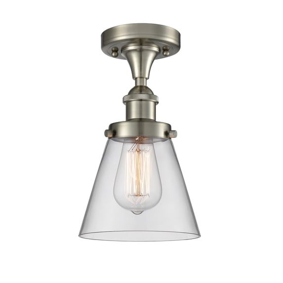 Innovations Lighting 916-1C-SN-G62 Small Cone 6" Wide Semi-Flush Ceiling Fixture - Nickel
