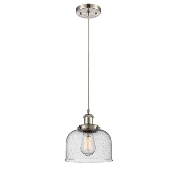 Innovations Lighting 916-1P-SN-G74 Large Bell 8" Wide Mini Pendant - Nickel