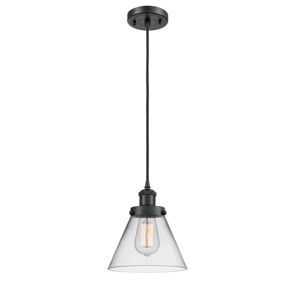 Innovations Lighting 916-1P Large Cone Large Cone 8" Wide Mini Pendant - Black