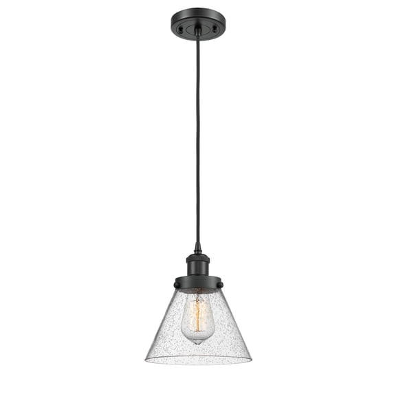 Innovations Lighting 916-1P-BK-G44 Large Cone 8" Wide Mini Pendant - Black