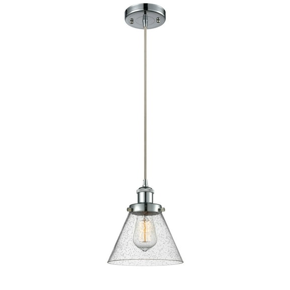 Innovations Lighting 916-1P Large Cone Large Cone 8" Wide Mini Pendant - Chrome