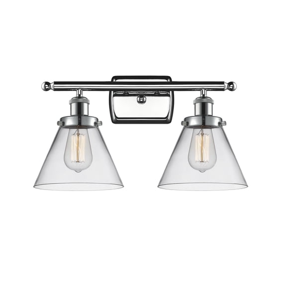Innovations Lighting 916-2W Large Cone Large Cone 2 Light 16" Wide Vanity Light - Chrome