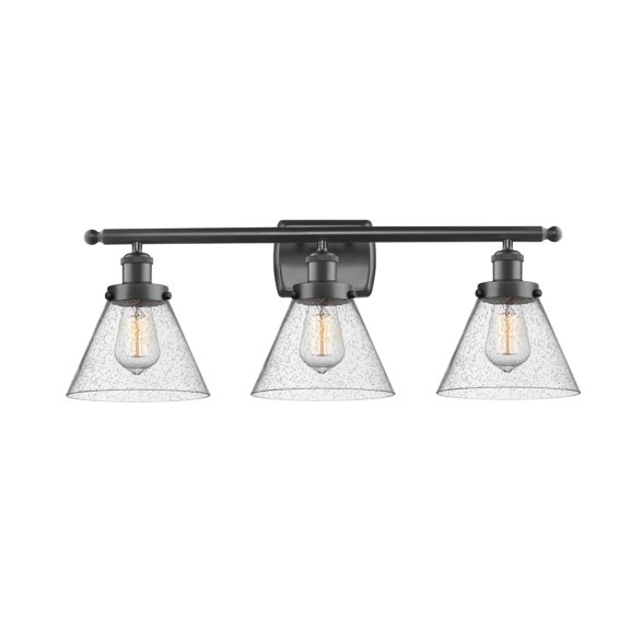 Innovations Lighting 916-3W-BK-G44 Large Cone 3 Light 26" Wide Vanity Light - Black