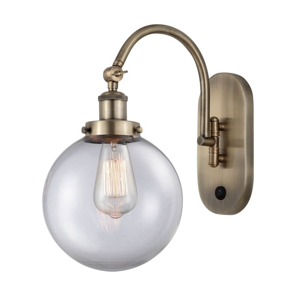 Innovations Lighting 918-1W-AB-G202-8 Beacon 15" Tall Wall Sconce / Converts To Semi-Flush