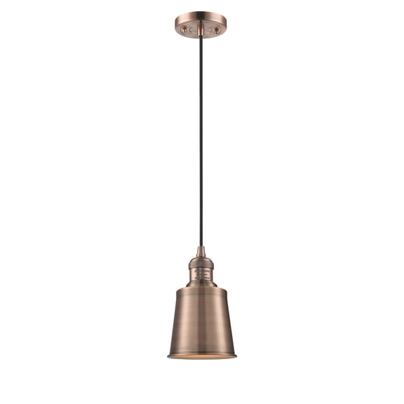 Innovations Lighting Addison - 1 Light 5" Cord Hung Mini Pendant Antique Copper