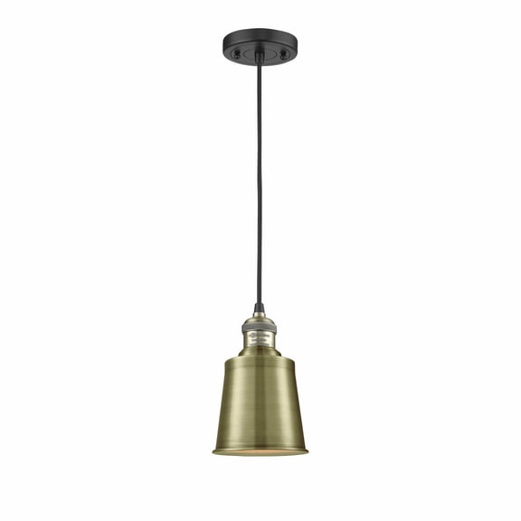 Innovations Lighting  Addison - 1 Light 5" Cord Hung Mini Pendant Antique Brass/Black Antique Brass