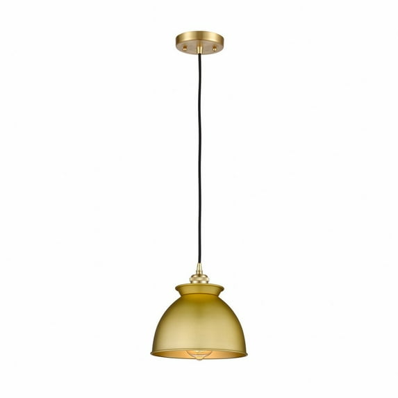 516-1P-SG-M14-SG-Innovations Lighting-Adirondack - 1 Light Cord Hung Mini Pendant In Industrial Style-10 Inches Tall and 8.13 Inches Wide-Satin Gold
