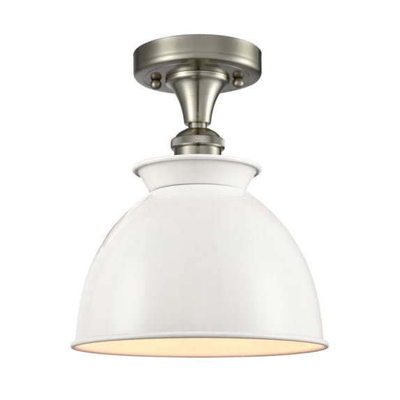 516-1C-SN-M14-W Innovations Lighting Adirondack - 1 Light Semi-Flush Mount In Industrial Style-12 Inches Tall and 8.5 Inches Wide-Brushed Satin Nickel