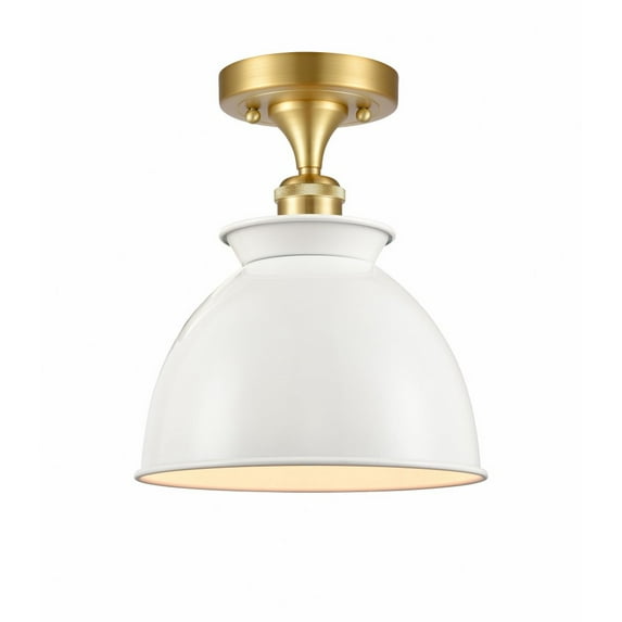 516-1C-SG-M14-W Innovations Lighting Adirondack - 1 Light Semi-Flush Mount In Industrial Style-12 Inches Tall and 8.5 Inches Wide-Satin Gold Finish