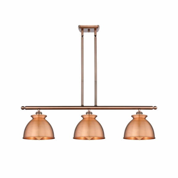 516-3I-AC-M14-AC-Innovations Lighting-Adirondack - 3 Light Stem Hung Island In Art Deco Style-11 Inches Tall and 36 Inches Wide-Antique Copper Finish