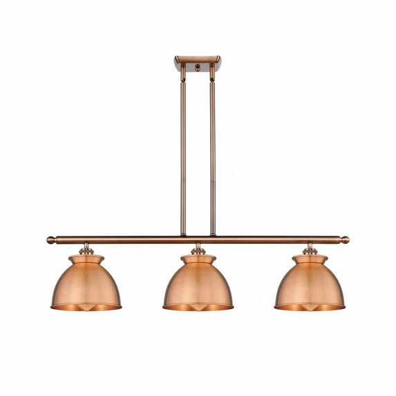 516-3I-AC-M14-AC-Innovations Lighting-Adirondack - 3 Light Stem Hung Island In Art Deco Style-11 Inches Tall and 36 Inches Wide-Antique Copper Finish