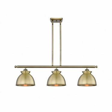 516-3I-AB-M14-AB-Innovations Lighting-Adirondack - 3 Light Stem Hung Island In Art Deco Style-11 Inches Tall and 36 Inches Wide-Antique Brass Finish