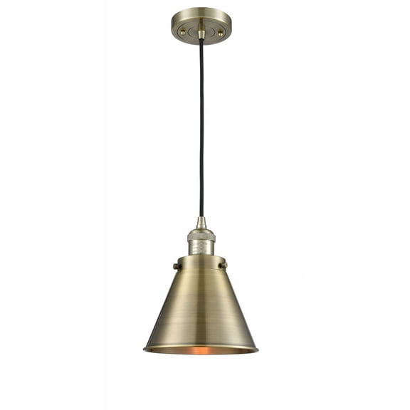 Innovations Lighting  Appalachian - 1 Light 8" Cord Hung Mini Pendant Antique Brass
