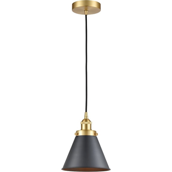 616-1PH-SG-M13-BK Innovations Lighting Appalachian - 1 Light Mini Pendant In Traditional Style-9.5 Inches Tall and 8 Inches Wide-Satin Gold