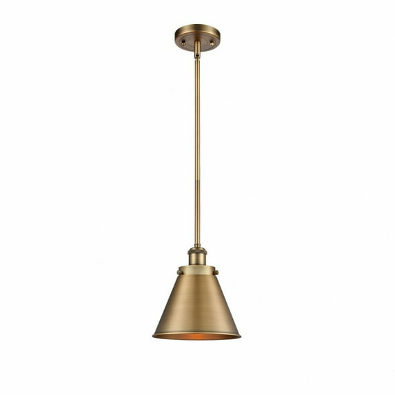 916-1S-BB-M13-BB Innovations Lighting Appalachian - 1 Light Stem Hung Mini Pendant In Industrial Style-7.5 Inches Tall and 7 Inches Wide-Brushed Brass