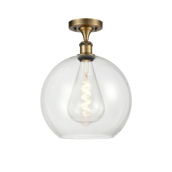Innovations Lighting  Athens - 1 Light 12" Semi-Flush Mount Clear/Brushed Brass
