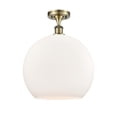 thumbnail image 1 of Innovations Lighting  Athens - 1 Light 14" Semi-Flush Mount Antique Brass/Matte White, 1 of 5