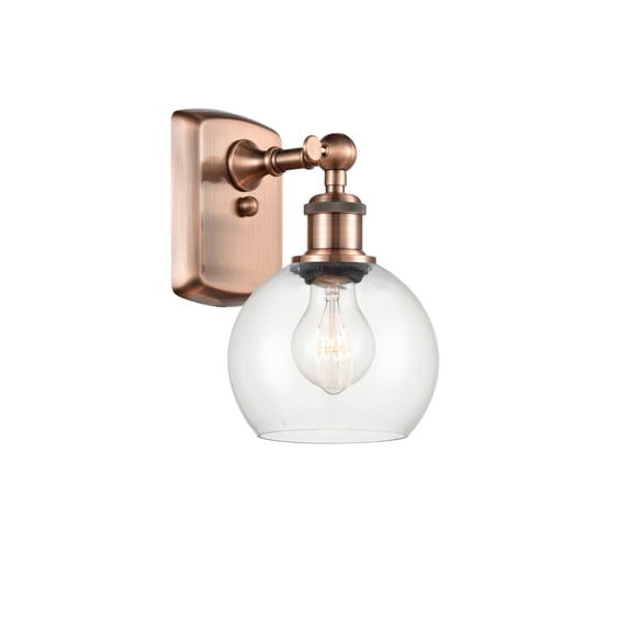 Innovations Lighting  Athens 1 Light 6" Sconce Clear/Antique Copper