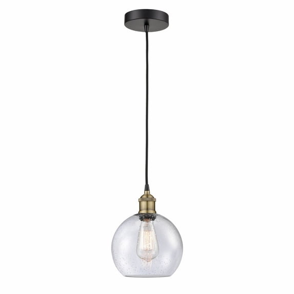 Innovations Lighting Athens - 1 Light 8" Cord Hung Mini Pendant Black Antique Brass/Seedy