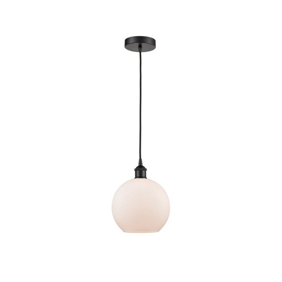 616-1P-BK-G121-8 Innovations Lighting Athens - 1 Light Cord Hung Mini Pendant In Industrial Style-10.75 Inches Tall and 8 Inches Wide-Matte Black