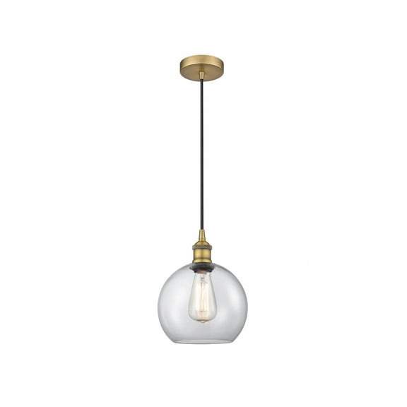616-1P-BB-G122-8 Innovations Lighting Athens - 1 Light Cord Hung Mini Pendant In Industrial Style-10.75 Inches Tall and 8 Inches Wide-Brushed Brass