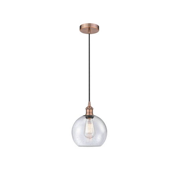 616-1P-AC-G124-8-Innovations Lighting-Athens - 1 Light Cord Hung Mini Pendant In Industrial Style-10.75 Inches Tall and 8 Inches Wide-Antique Copper
