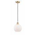 thumbnail image 1 of 516-1P-SG-G121-8 Innovations Lighting Athens - 1 Light Mini Pendant In Industrial Style-10 Inches Tall and 8 Inches Wide-Satin Gold Finish-Matte White, 1 of 2