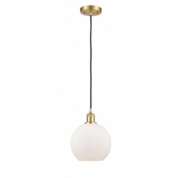 516-1P-SG-G121-8 Innovations Lighting Athens - 1 Light Mini Pendant In Industrial Style-10 Inches Tall and 8 Inches Wide-Satin Gold Finish-Matte White