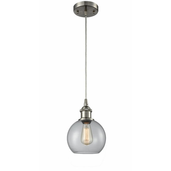516-1P-SN-G122-8-Innovations Lighting-Athens - 1 Light Mini Pendant In Industrial Style-10 Inches Tall and 8 Inches Wide-Brushed Satin Nickel