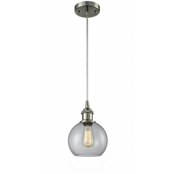 516-1P-SN-G122-8 Innovations Lighting Athens - 1 Light Mini Pendant In Industrial Style-10 Inches Tall and 8 Inches Wide-Brushed Satin Nickel