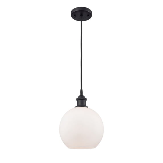 516-1P-BK-G121-8-Innovations Lighting-Athens - 1 Light Mini Pendant In Industrial Style-10 Inches Tall and 8 Inches Wide-Matte Black Finish-Matte