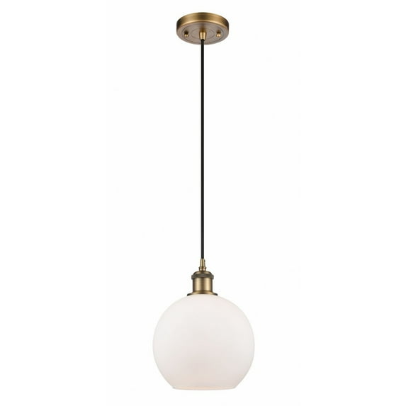 516-1P-BB-G121-8 Innovations Lighting Athens - 1 Light Mini Pendant In Industrial Style-10 Inches Tall and 8 Inches Wide-Brushed Brass Finish-Matte