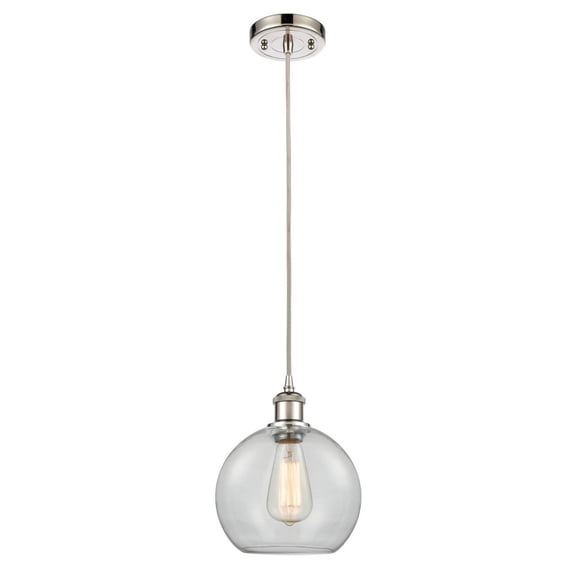 516-1P-PN-G122-8 Innovations Lighting Athens - 1 Light Mini Pendant In Industrial Style-10 Inches Tall and 8 Inches Wide-Polished Nickel Finish-Clear