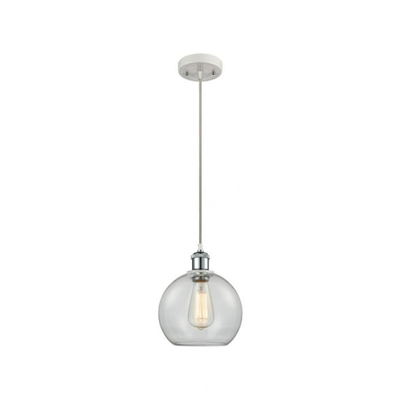 516-1P-WPC-G122-8 Innovations Lighting Athens - 1 Light Mini Pendant In Industrial Style-10 Inches Tall and 8 Inches Wide-White/Polished Chrome