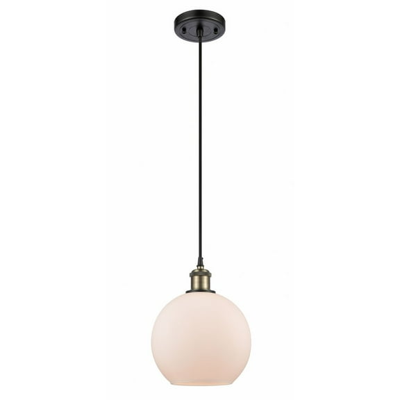 516-1P-BAB-G121-8 Innovations Lighting Athens - 1 Light Mini Pendant In Industrial Style-10 Inches Tall and 8 Inches Wide-Black Antique Brass