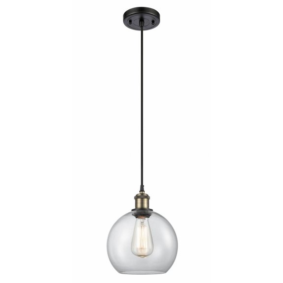516-1P-BAB-G122-8 Innovations Lighting Athens - 1 Light Mini Pendant In Industrial Style-10 Inches Tall and 8 Inches Wide-Black Antique Brass