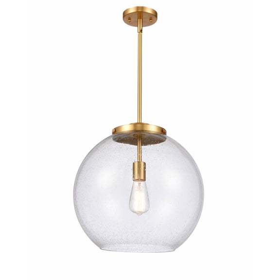 221-1S-SG-G124-16 Innovations Lighting Athens - 1 Light Pendant In Industrial Style-16.38 Inches Tall and 15.75 Inches Wide-Satin Gold Finish-Seedy
