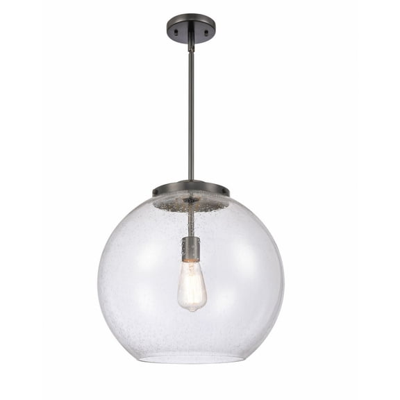 221-1S-BK-G124-16 Innovations Lighting Athens - 1 Light Pendant In Industrial Style-16.38 Inches Tall and 15.75 Inches Wide-Matte Black Finish-Seedy