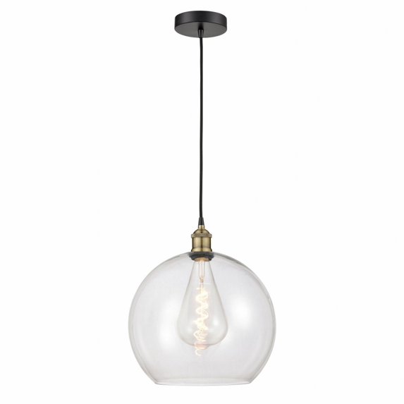 Innovations Lighting Athens - 1 Light 14" Cord Hung Pendant Clear/Black Antique Brass