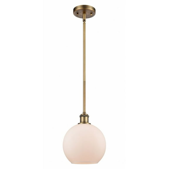 516-1S-BB-G121-8-Innovations Lighting-Athens - 1 Light Stem Hung Mini Pendant In Industrial Style-10 Inches Tall and 8 Inches Wide-Brushed Brass