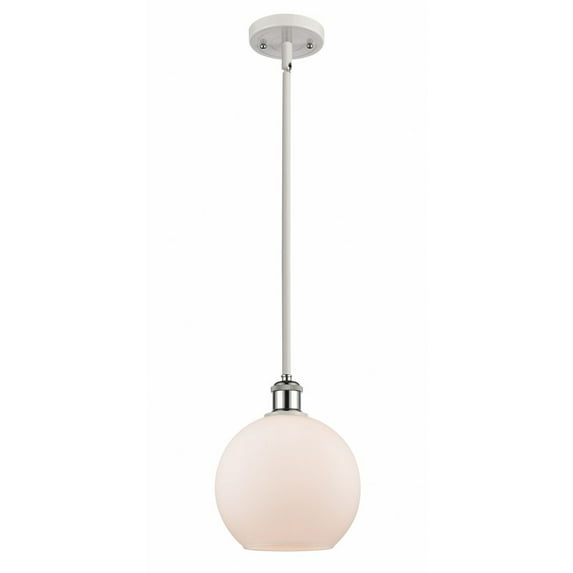 516-1S-WPC-G121-8 Innovations Lighting Athens - 1 Light Stem Hung Mini Pendant In Industrial Style-10 Inches Tall and 8 Inches Wide-White/Polished