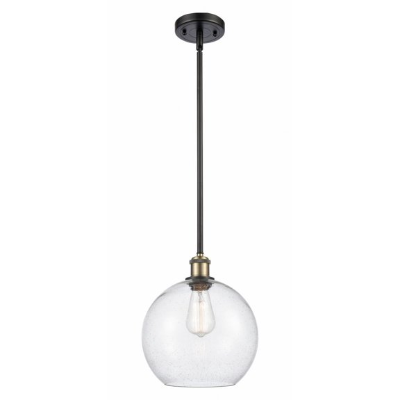516-1S-BAB-G124-10 Innovations Lighting Athens - 1 Light Stem Hung Mini Pendant In Industrial Style-13 Inches Tall and 10 Inches Wide-Black Antique