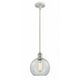 thumbnail image 1 of 516-1S-WPC-G122-8 Innovations Lighting Athens - 1 Light Stem Hung Mini Pendant In Industrial Style-10 Inches Tall and 8 Inches Wide-White/Polished, 1 of 1