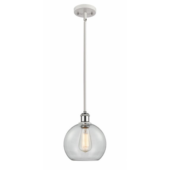 516-1S-WPC-G122-8 Innovations Lighting Athens - 1 Light Stem Hung Mini Pendant In Industrial Style-10 Inches Tall and 8 Inches Wide-White/Polished